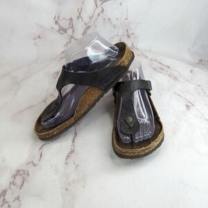Birkenstock Sandals Women 8 8.5 39 Gizeh Thong Flip Flop Black Regular Wide Shoe
